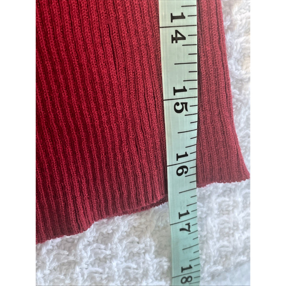 BEBE red ribbed Y2k Vtg Heart turtleneck with bebe Logo Rhinestone Shirt NEW L - Picture 14 of 15